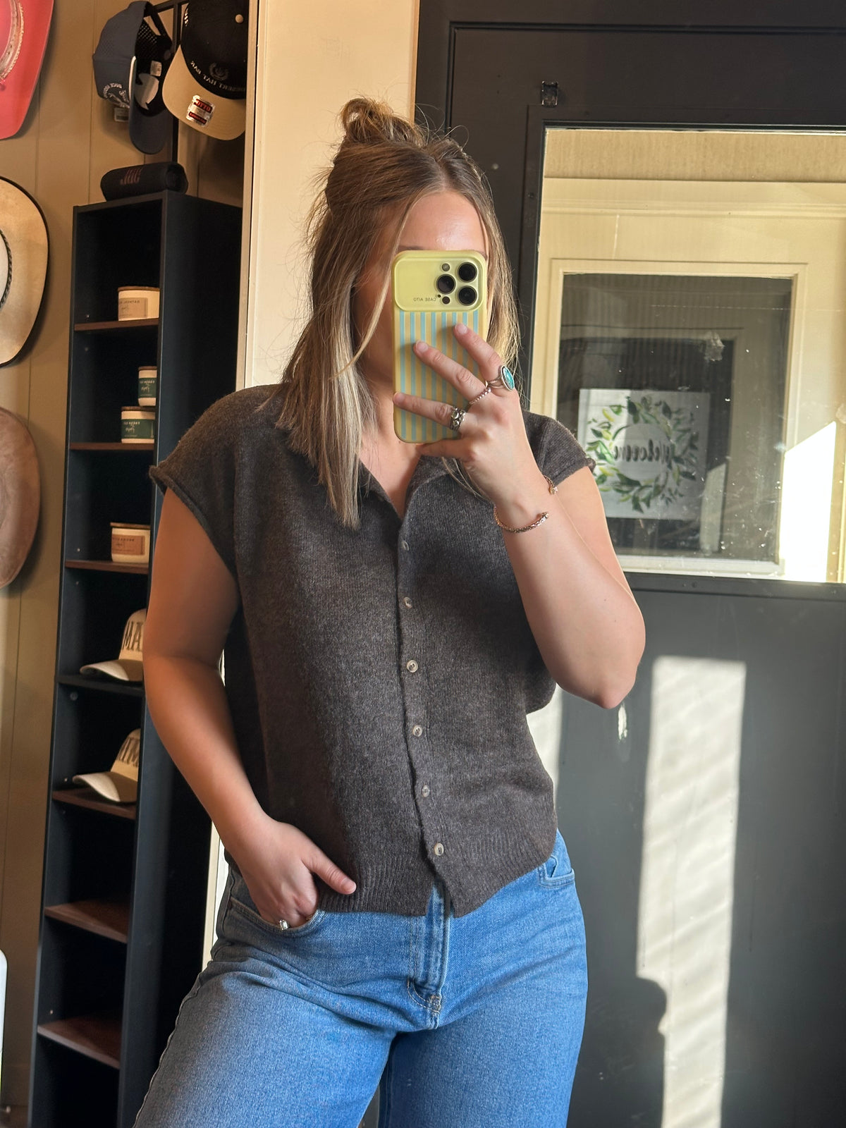 Raw Edge Sleeveless Cardigan