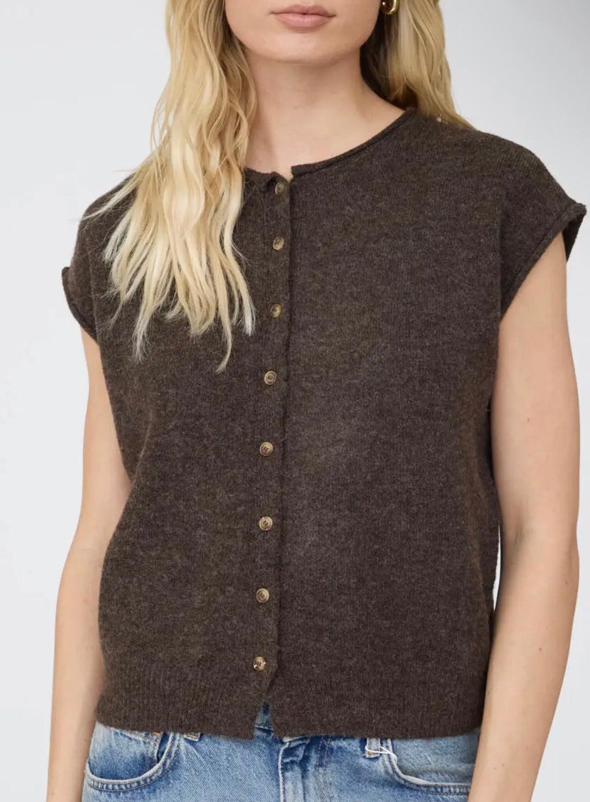 Raw Edge Sleeveless Cardigan